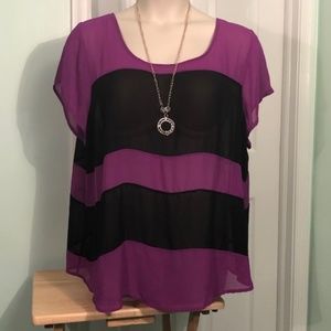 Torrid Striped 3X Purple and Black Top